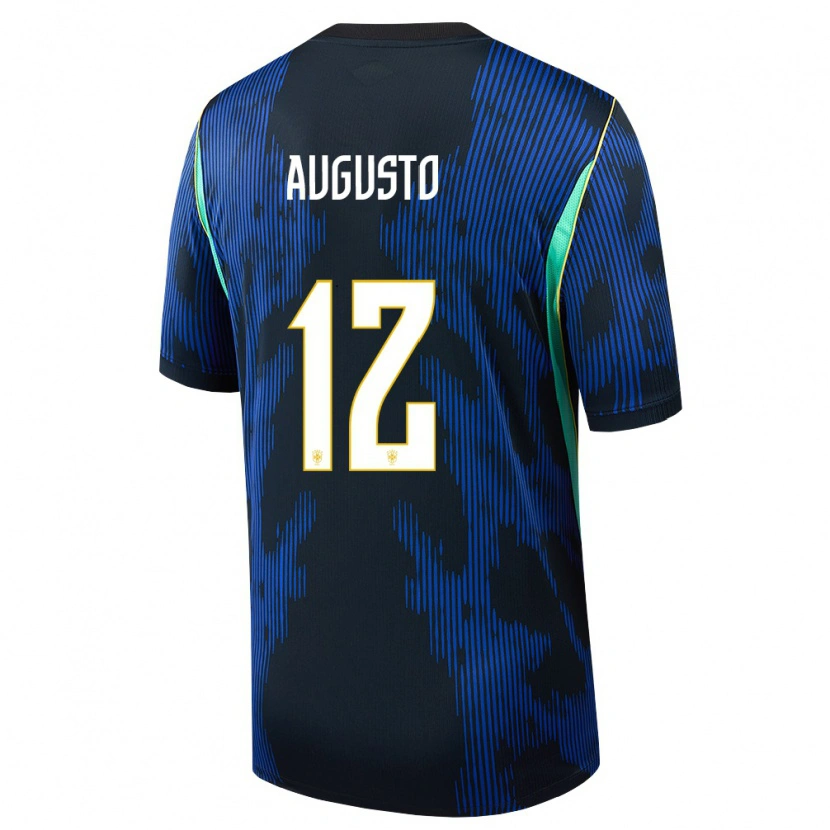 Danxen Hombre Camiseta Brasil Cesar Augusto #12 Azul Amarillo Marino 2ª Equipación 26-28 La Camisa