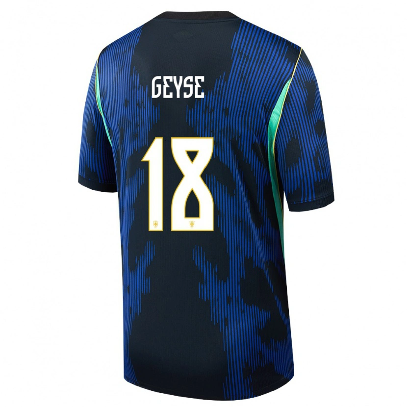 Danxen Hombre Camiseta Brasil Geyse #18 Azul Amarillo Marino 2ª Equipación 26-28 La Camisa