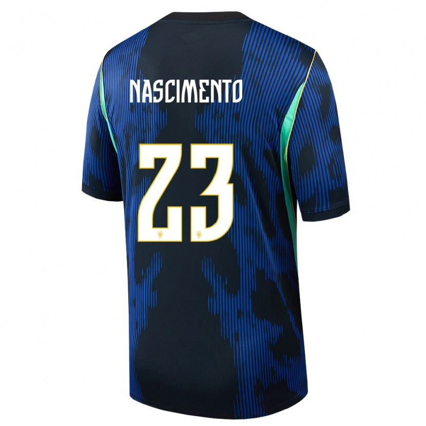 Danxen Hombre Camiseta Brasil Matheus Nascimento #23 Azul Amarillo Marino 2ª Equipación 26-28 La Camisa
