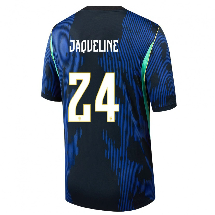 Danxen Hombre Camiseta Brasil Jaqueline #24 Azul Amarillo Marino 2ª Equipación 26-28 La Camisa