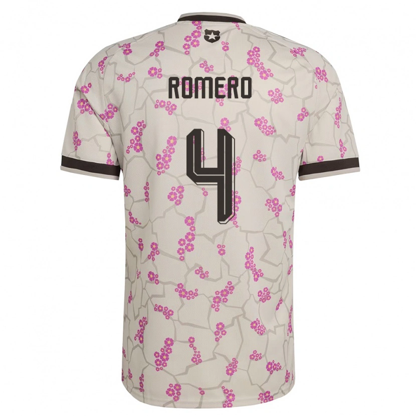 Danxen Hombre Camiseta Chile Patricio Romero #4 Blanco Púrpura 2ª Equipación 26-28 La Camisa
