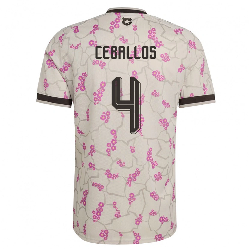 Danxen Hombre Camiseta Chile Teo Ceballos #4 Blanco Púrpura 2ª Equipación 26-28 La Camisa