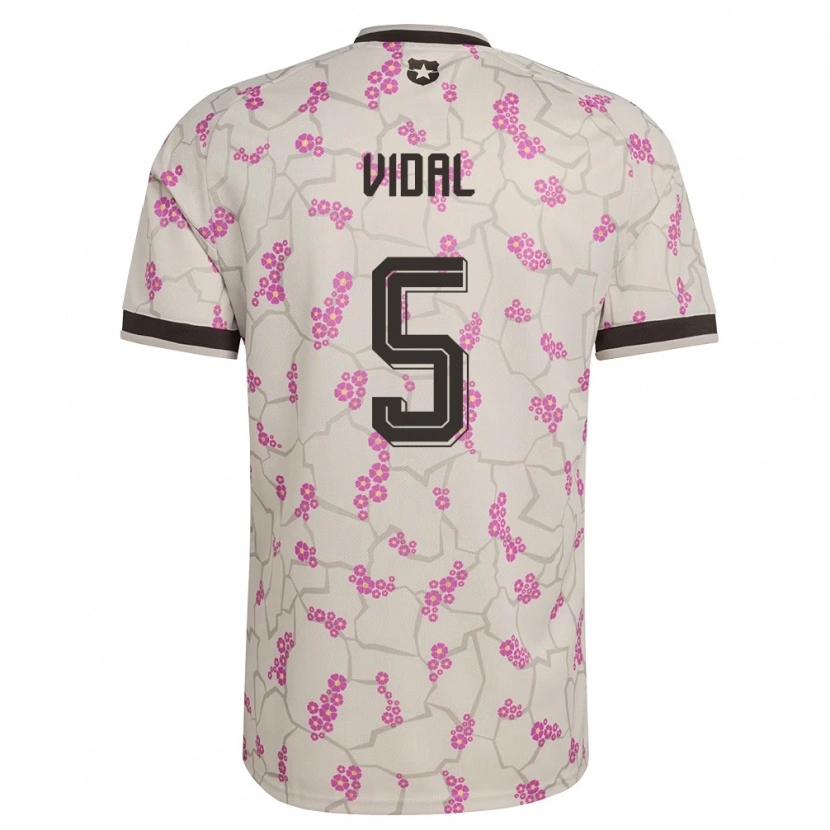 Danxen Hombre Camiseta Chile Valentín Vidal #5 Blanco Púrpura 2ª Equipación 26-28 La Camisa