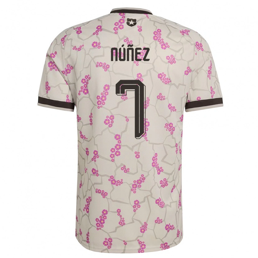 Danxen Hombre Camiseta Chile Marcelino Núñez #7 Blanco Púrpura 2ª Equipación 26-28 La Camisa