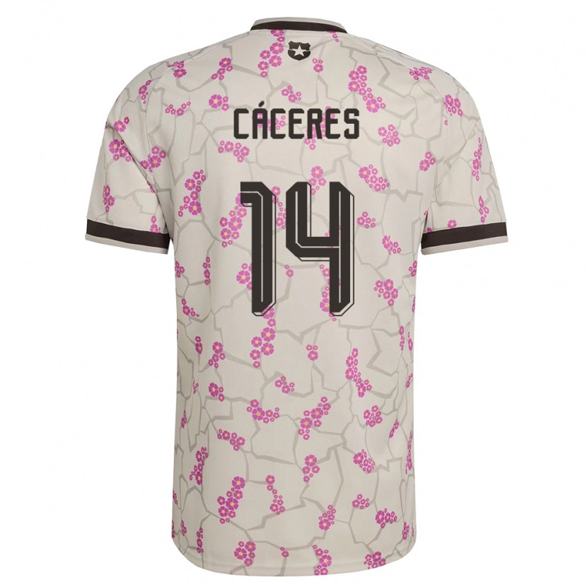 Danxen Hombre Camiseta Chile Franco Cáceres #14 Blanco Púrpura 2ª Equipación 26-28 La Camisa