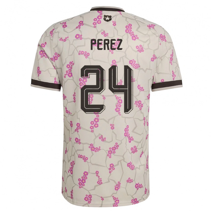 Danxen Hombre Camiseta Chile César Pérez #24 Blanco Púrpura 2ª Equipación 26-28 La Camisa