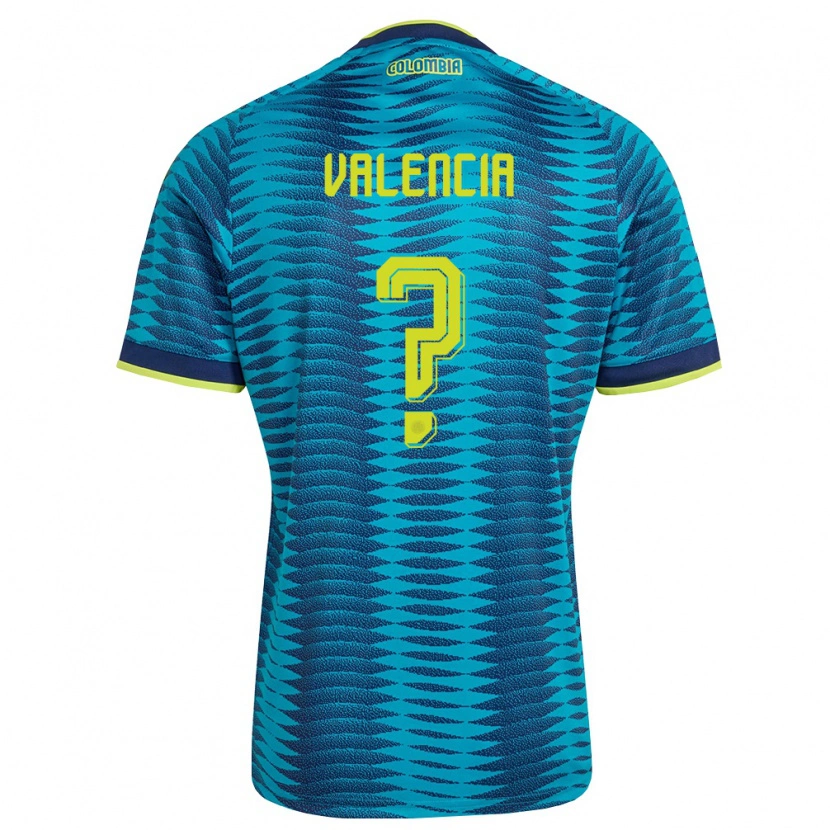 Danxen Hombre Camiseta Colombia Juan Valencia #0 Azul Amarillo Marino 2ª Equipación 26-28 La Camisa