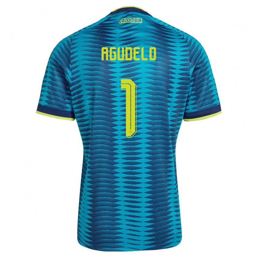 Danxen Hombre Camiseta Colombia Luisa Agudelo #1 Azul Amarillo Marino 2ª Equipación 26-28 La Camisa