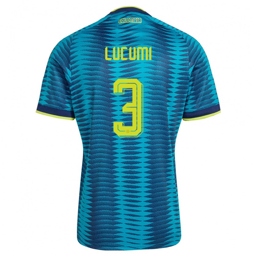 Danxen Hombre Camiseta Colombia Jhon Lucumí #3 Azul Amarillo Marino 2ª Equipación 26-28 La Camisa