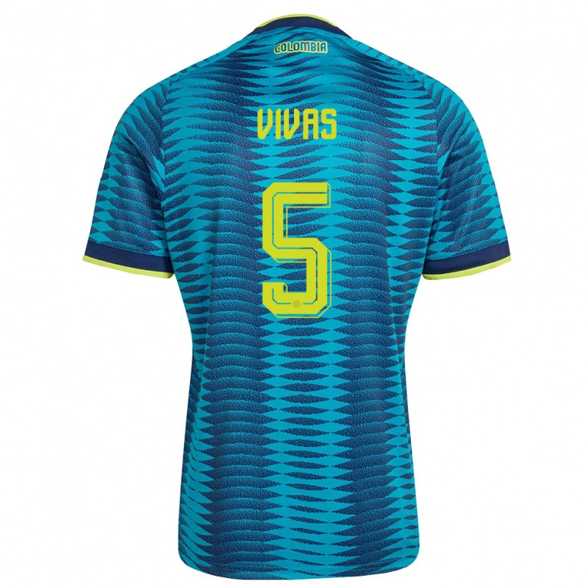 Danxen Hombre Camiseta Colombia Weimar Vivas #5 Azul Amarillo Marino 2ª Equipación 26-28 La Camisa