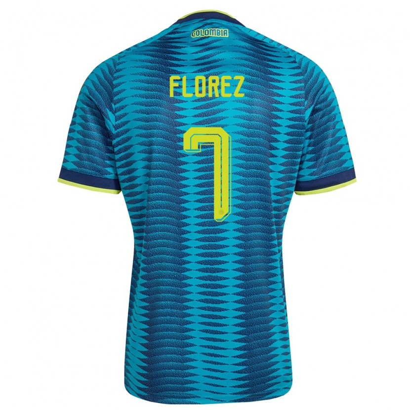 Danxen Hombre Camiseta Colombia Cristian Florez #7 Azul Amarillo Marino 2ª Equipación 26-28 La Camisa