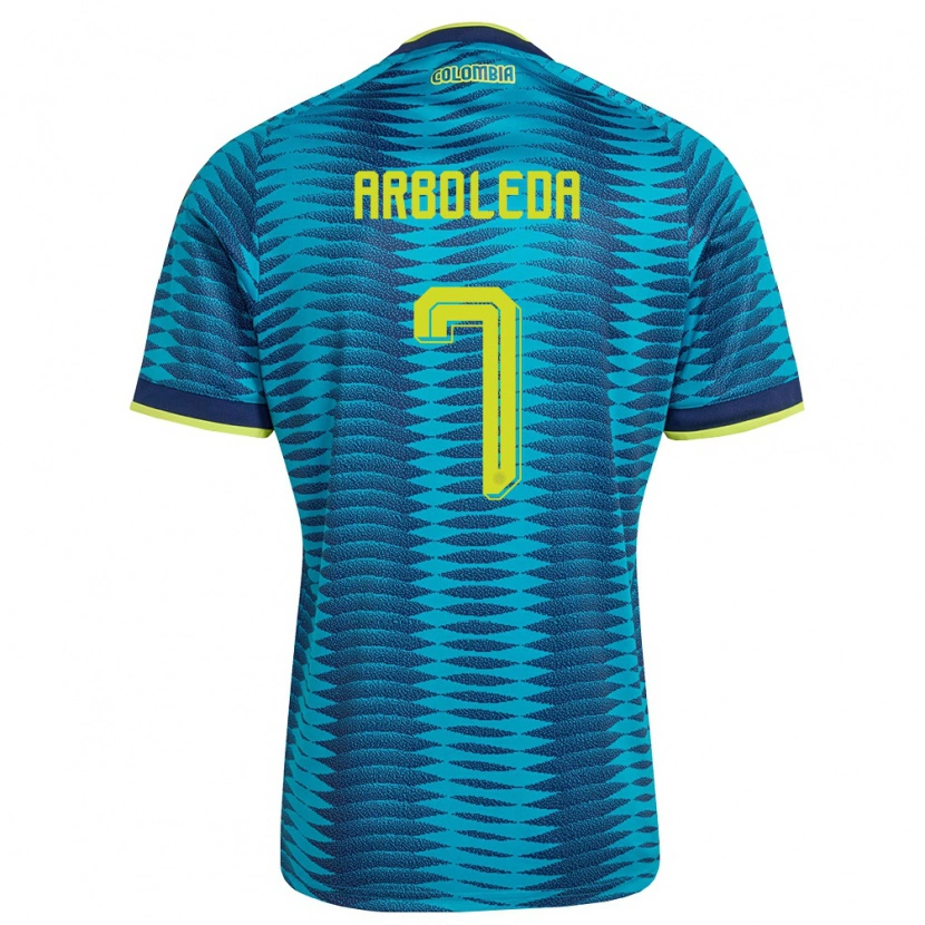 Danxen Hombre Camiseta Colombia Cristian Arboleda #7 Azul Amarillo Marino 2ª Equipación 26-28 La Camisa