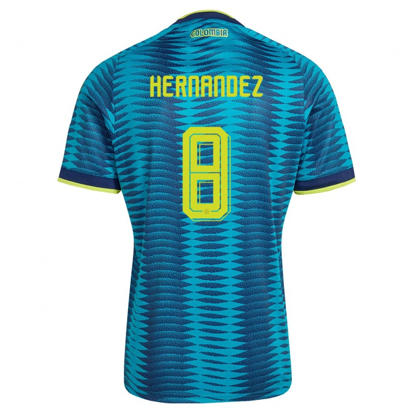 Danxen Hombre Camiseta Colombia Natalia Hernández #8 Azul Amarillo Marino 2ª Equipación 26-28 La Camisa