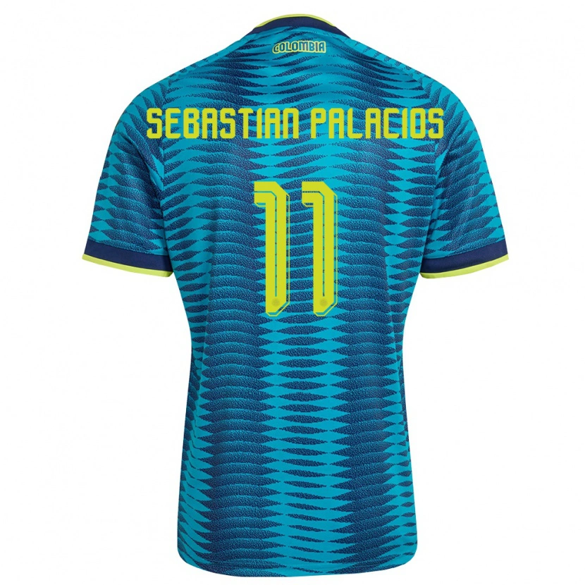 Danxen Hombre Camiseta Colombia Juan Sebastián Palacios #11 Azul Amarillo Marino 2ª Equipación 26-28 La Camisa