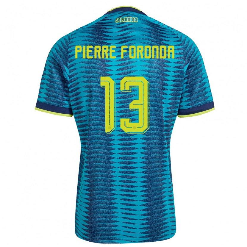 Danxen Hombre Camiseta Colombia Jean Pierre Foronda #13 Azul Amarillo Marino 2ª Equipación 26-28 La Camisa