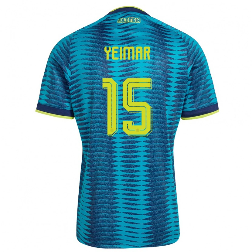Danxen Hombre Camiseta Colombia Yeimar Mosquera #15 Azul Amarillo Marino 2ª Equipación 26-28 La Camisa