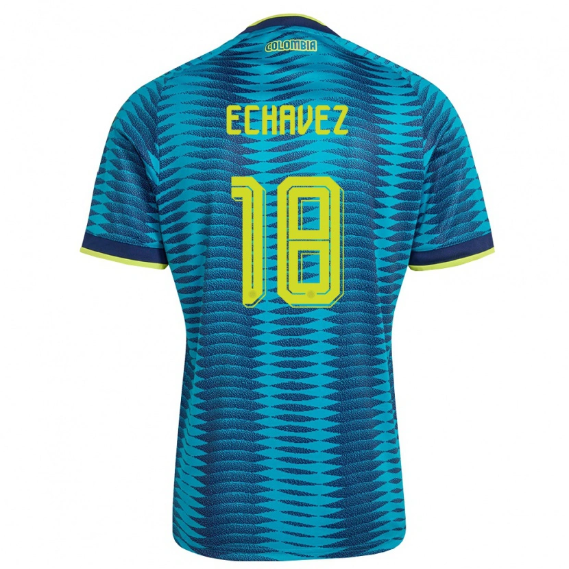 Danxen Hombre Camiseta Colombia Jhon Echavez #18 Azul Amarillo Marino 2ª Equipación 26-28 La Camisa