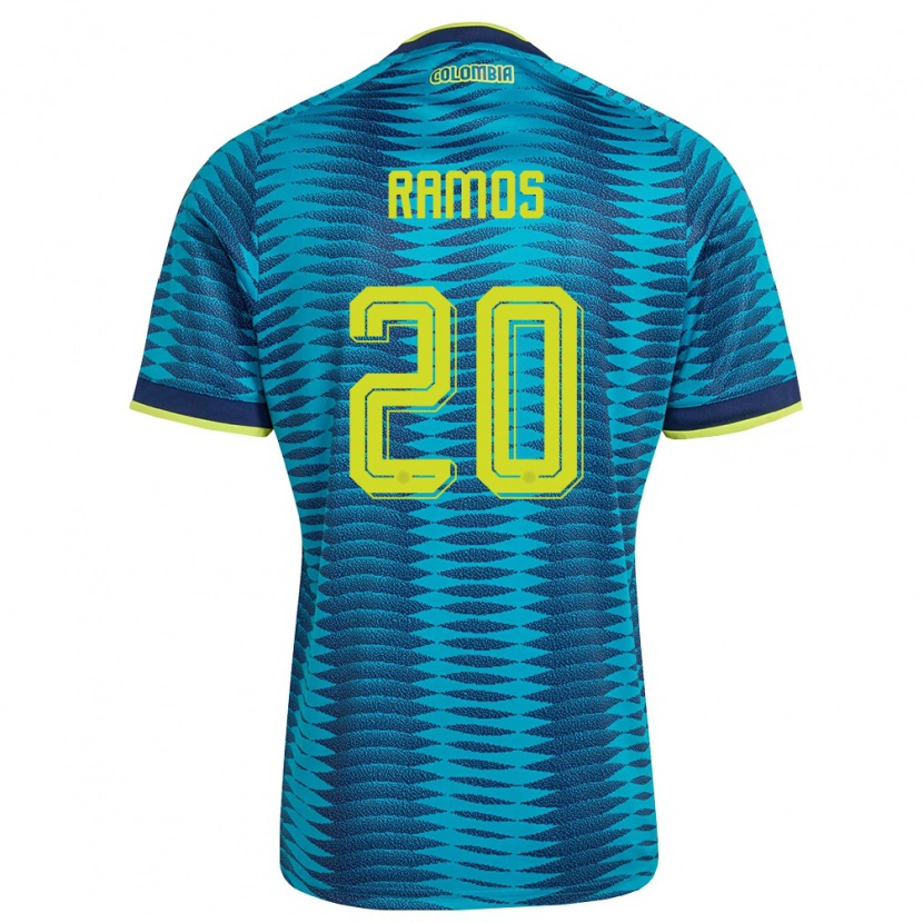 Danxen Hombre Camiseta Colombia Mónica Ramos #20 Azul Amarillo Marino 2ª Equipación 26-28 La Camisa