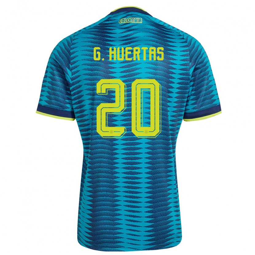 Danxen Hombre Camiseta Colombia Gabriela Huertas #20 Azul Amarillo Marino 2ª Equipación 26-28 La Camisa