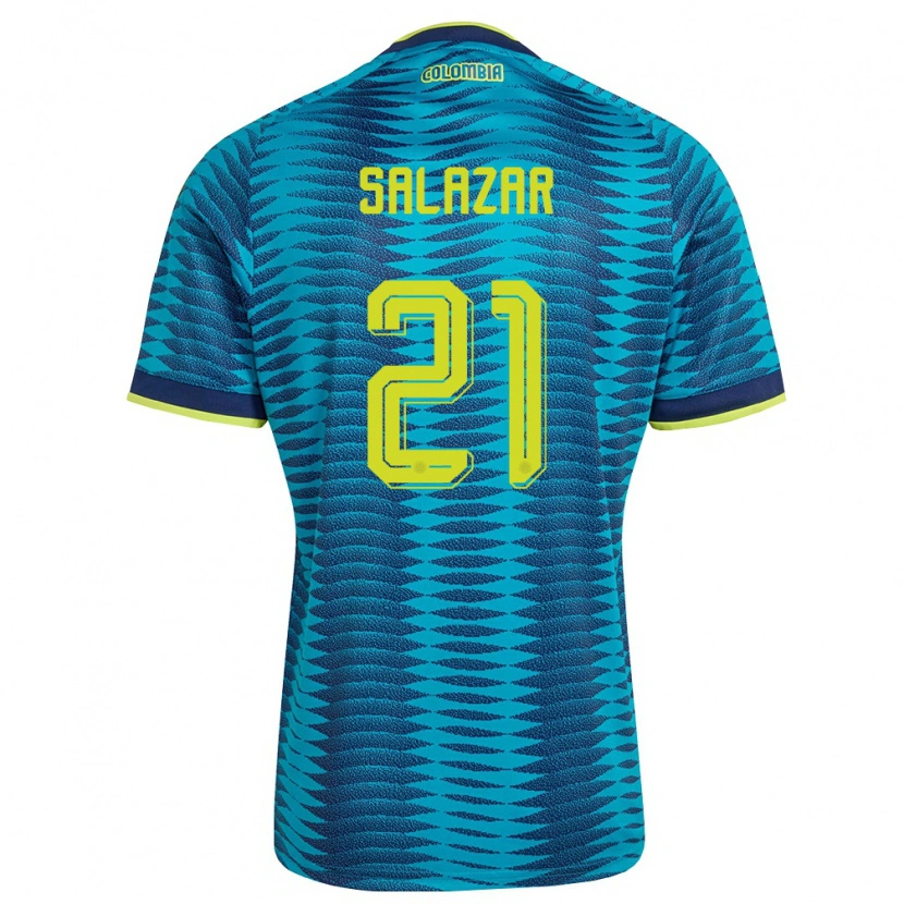Danxen Hombre Camiseta Colombia Liana Salazar #21 Azul Amarillo Marino 2ª Equipación 26-28 La Camisa