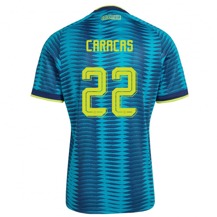 Danxen Hombre Camiseta Colombia Daniela Caracas #22 Azul Amarillo Marino 2ª Equipación 26-28 La Camisa