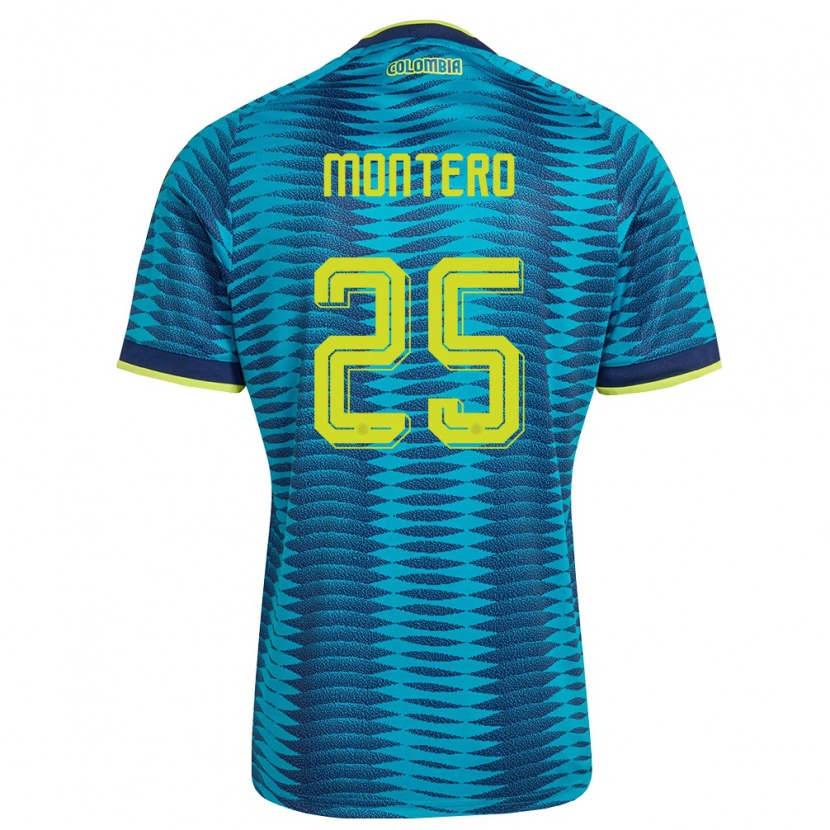 Danxen Hombre Camiseta Colombia Álvaro Montero #25 Azul Amarillo Marino 2ª Equipación 26-28 La Camisa