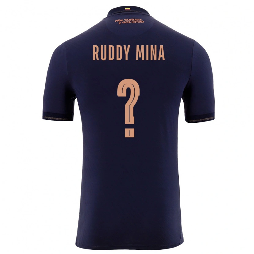 Danxen Hombre Camiseta Ecuador Ruddy Mina #0 Marino Oro 2ª Equipación 26-28 La Camisa