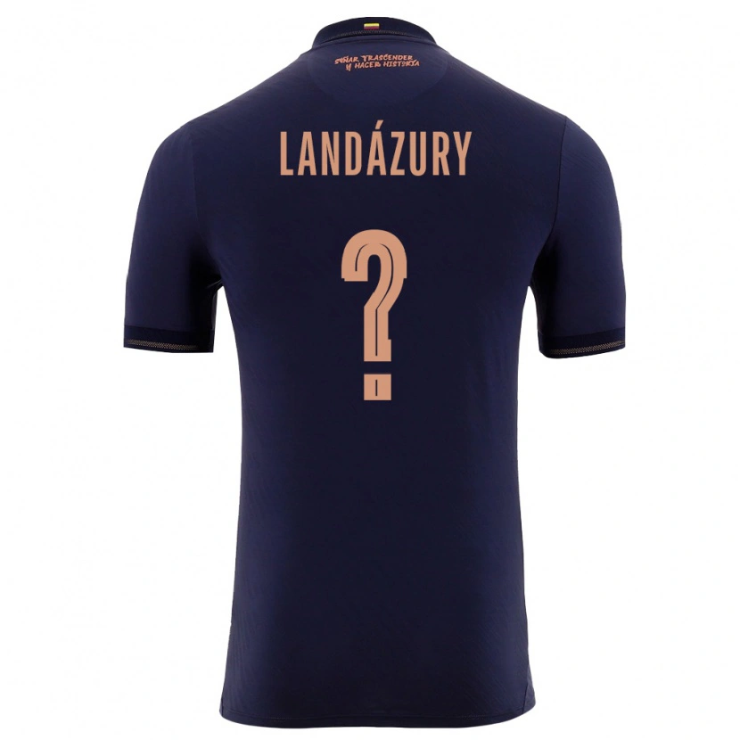 Danxen Hombre Camiseta Ecuador Jackson Landázury #0 Marino Oro 2ª Equipación 26-28 La Camisa