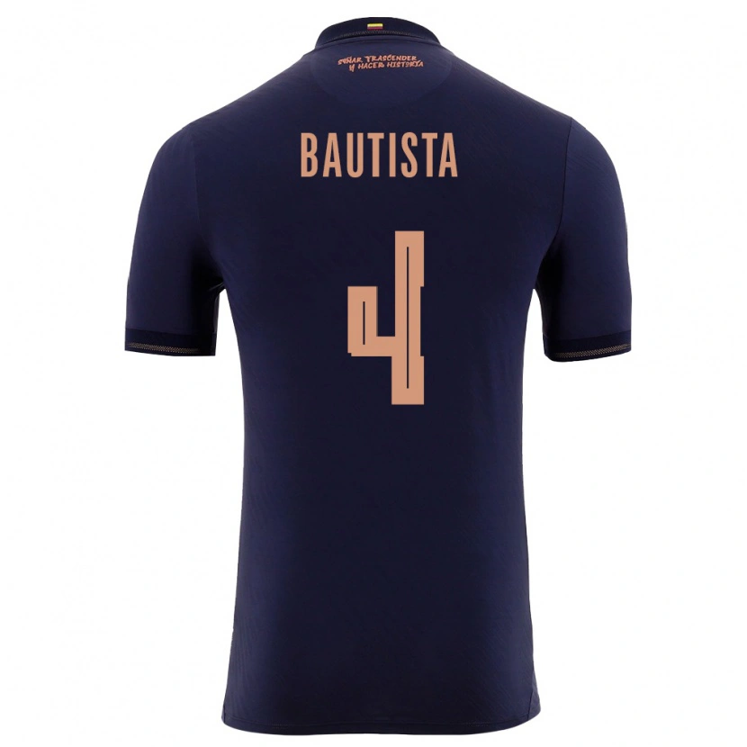 Danxen Hombre Camiseta Ecuador Davis Bautista #4 Marino Oro 2ª Equipación 26-28 La Camisa