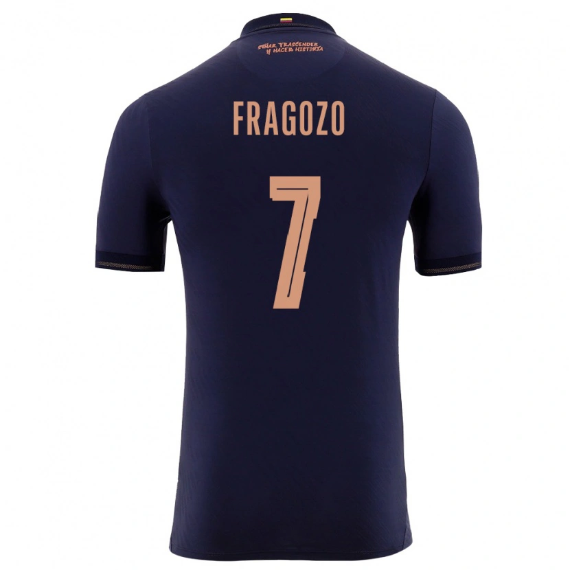 Danxen Hombre Camiseta Ecuador Luis Fragozo #7 Marino Oro 2ª Equipación 26-28 La Camisa