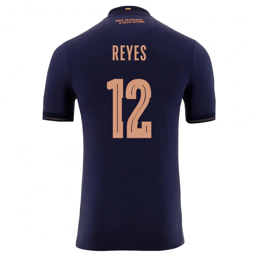 Danxen Hombre Camiseta Ecuador Jhafets Reyes #12 Marino Oro 2ª Equipación 26-28 La Camisa
