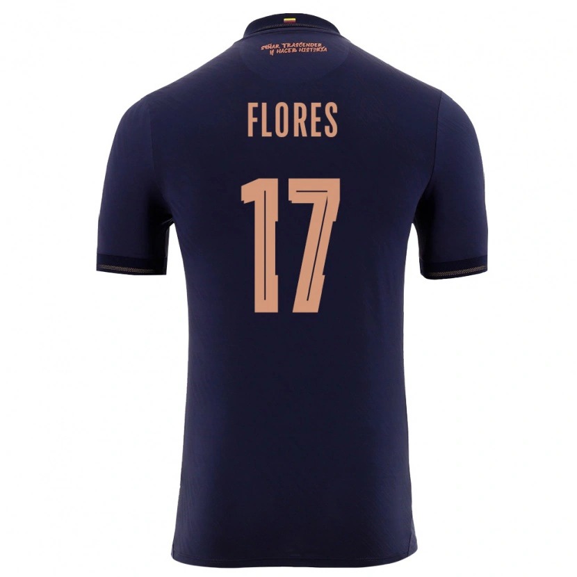 Danxen Hombre Camiseta Ecuador Karen Flores #17 Marino Oro 2ª Equipación 26-28 La Camisa