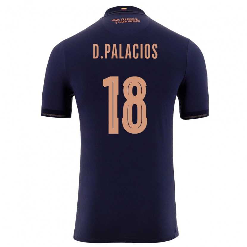 Danxen Hombre Camiseta Ecuador Diego Palacios #18 Marino Oro 2ª Equipación 26-28 La Camisa