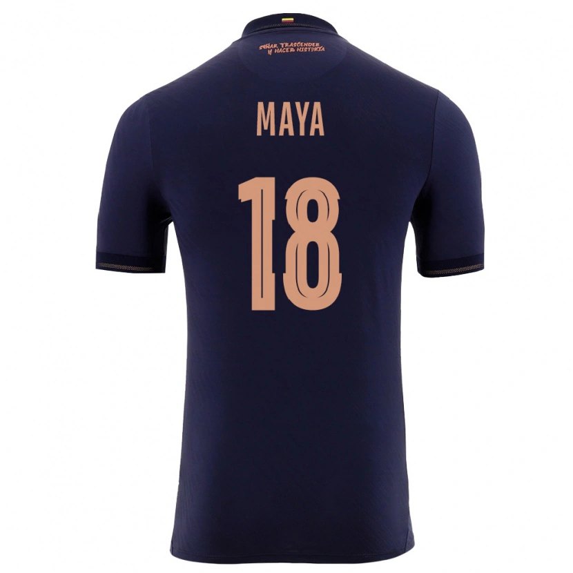 Danxen Hombre Camiseta Ecuador Jhoel Maya #18 Marino Oro 2ª Equipación 26-28 La Camisa