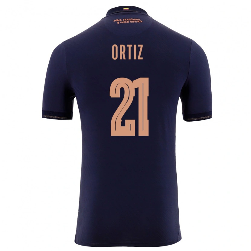 Danxen Hombre Camiseta Ecuador Isaac Ortiz #21 Marino Oro 2ª Equipación 26-28 La Camisa