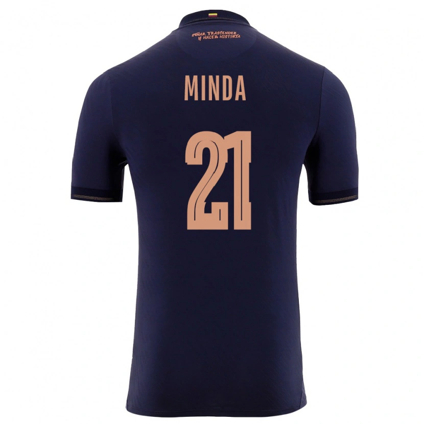 Danxen Hombre Camiseta Ecuador Jhosué Minda #21 Marino Oro 2ª Equipación 26-28 La Camisa