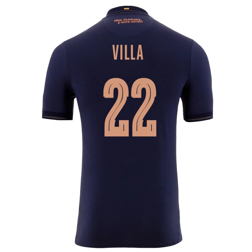 Danxen Hombre Camiseta Ecuador Alexis Villa #22 Marino Oro 2ª Equipación 26-28 La Camisa