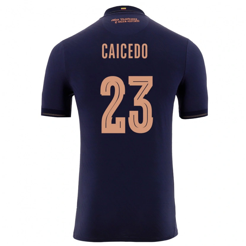 Danxen Hombre Camiseta Ecuador Moisés Caicedo #23 Marino Oro 2ª Equipación 26-28 La Camisa