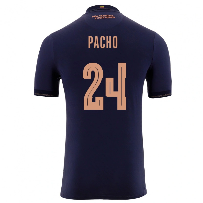 Danxen Hombre Camiseta Ecuador William Pacho #24 Marino Oro 2ª Equipación 26-28 La Camisa