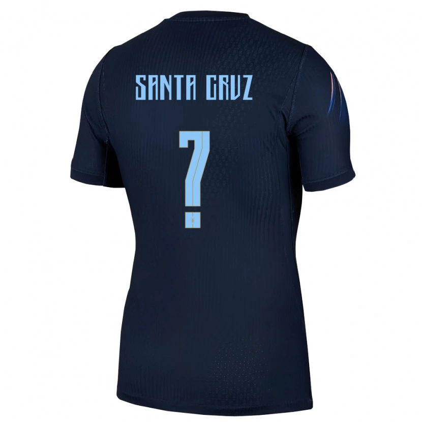Danxen Hombre Camiseta Uruguay Braian Santa Cruz #0 Negro Azul 2ª Equipación 26-28 La Camisa