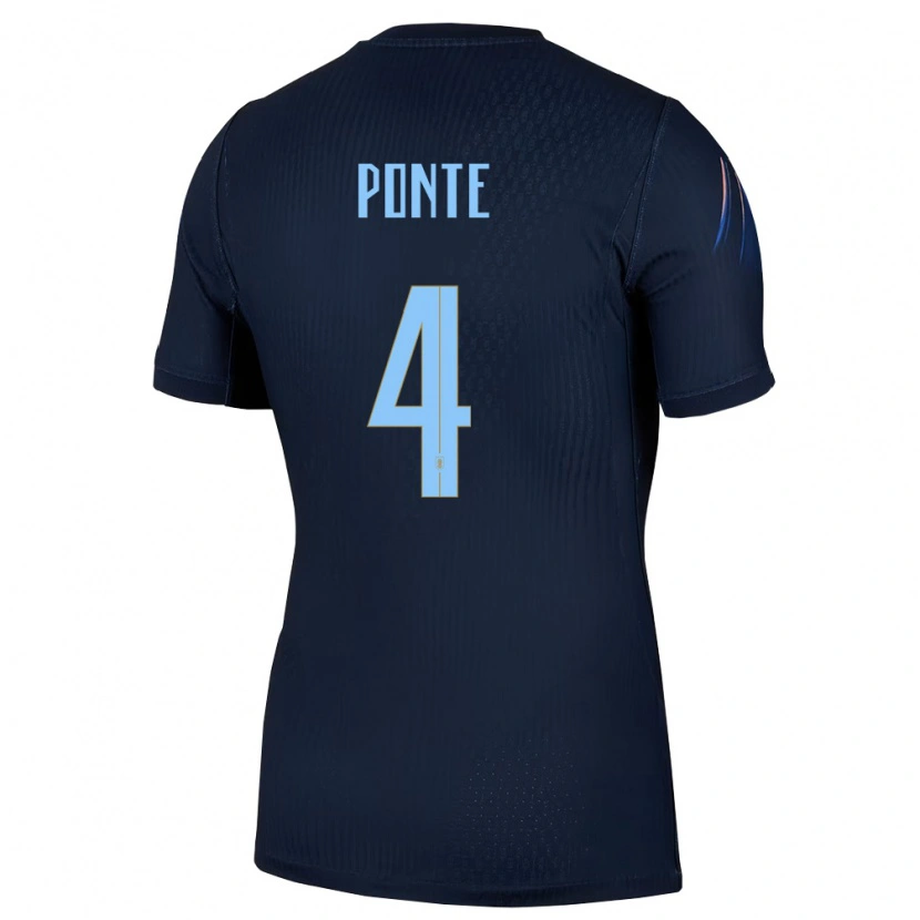 Danxen Hombre Camiseta Uruguay Mateo Ponte #4 Negro Azul 2ª Equipación 26-28 La Camisa