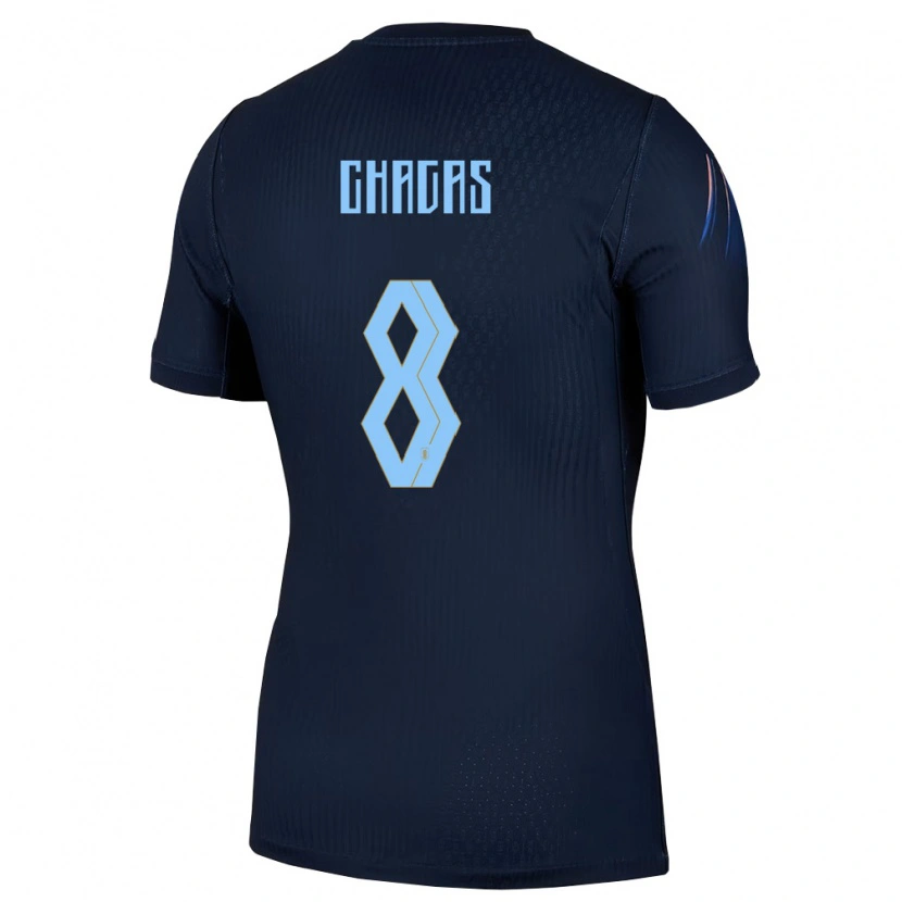 Danxen Hombre Camiseta Uruguay Rodrigo Chagas #8 Negro Azul 2ª Equipación 26-28 La Camisa