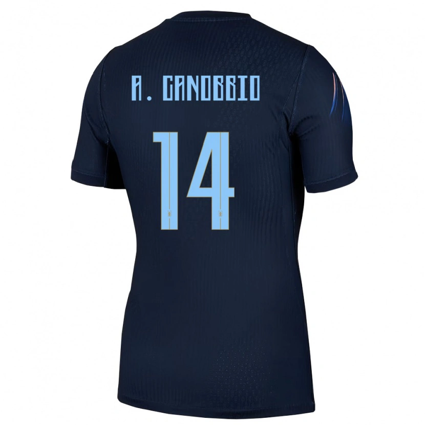 Danxen Hombre Camiseta Uruguay Agustín Canobbio #14 Negro Azul 2ª Equipación 26-28 La Camisa