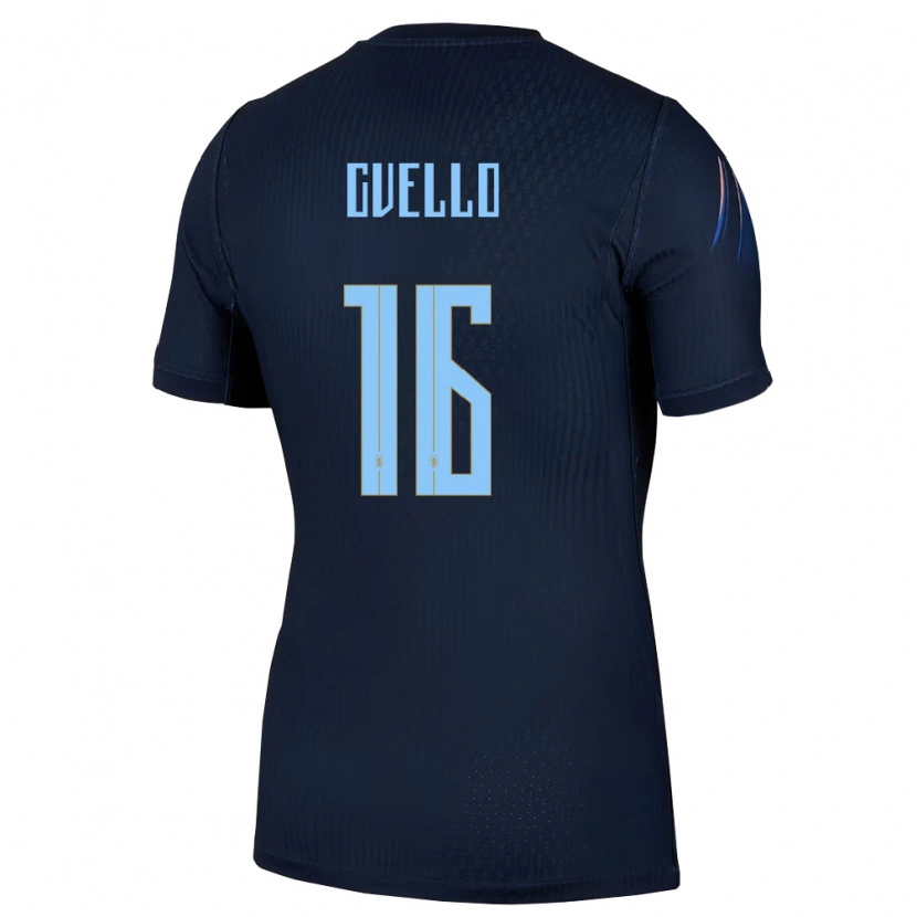 Danxen Hombre Camiseta Uruguay Erico Cuello #16 Negro Azul 2ª Equipación 26-28 La Camisa