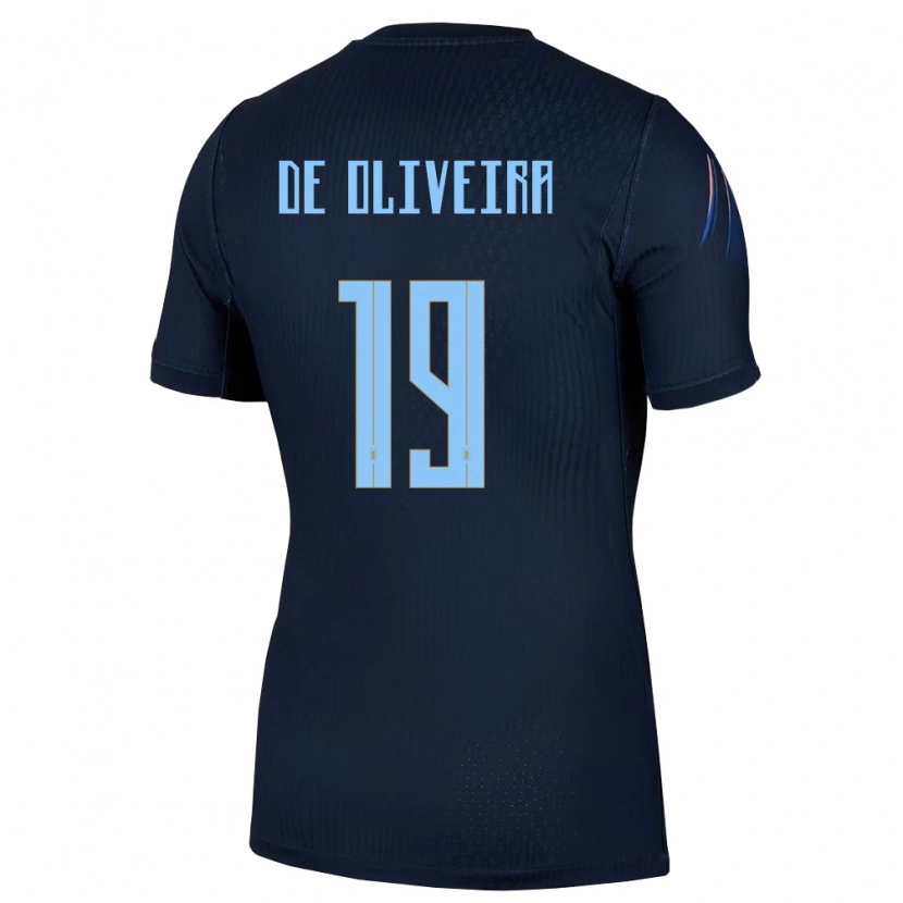 Danxen Hombre Camiseta Uruguay Emiliano De Oliveira #19 Negro Azul 2ª Equipación 26-28 La Camisa