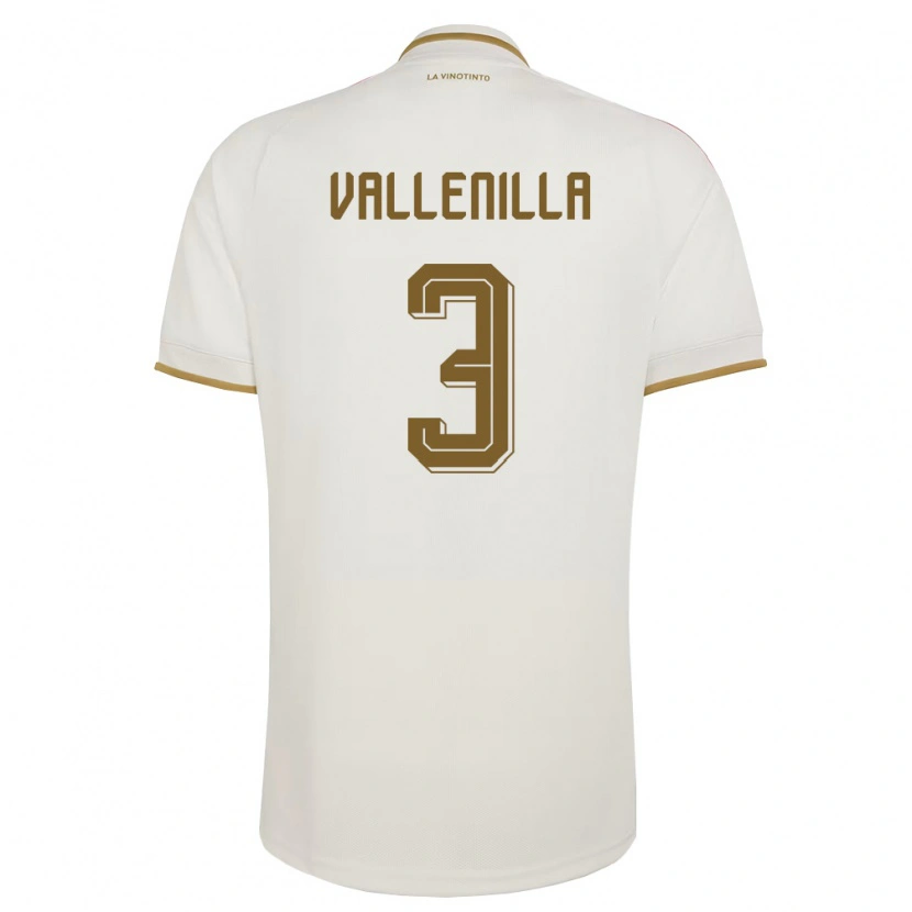 Danxen Hombre Camiseta Venezuela Wilmer Vallenilla #3 Marfil Amarillo 2ª Equipación 26-28 La Camisa