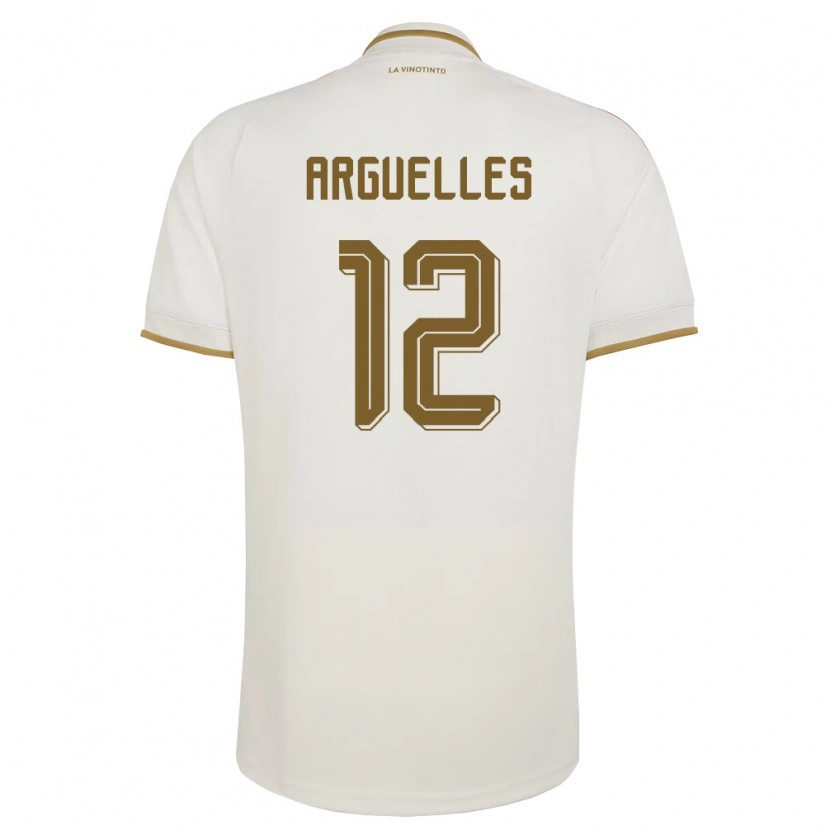 Danxen Hombre Camiseta Venezuela Wilmary Argüelles #12 Marfil Amarillo 2ª Equipación 26-28 La Camisa