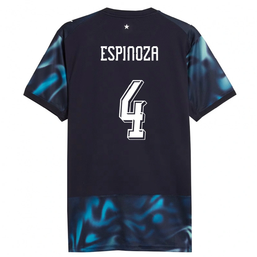 Danxen Hombre Camiseta Paraguay Matías Espinoza #4 Marino Azul Cielo 2ª Equipación 26-28 La Camisa