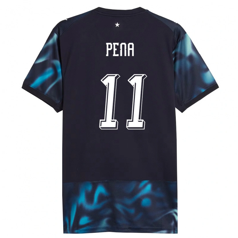 Danxen Hombre Camiseta Paraguay Liz Peña #11 Marino Azul Cielo 2ª Equipación 26-28 La Camisa