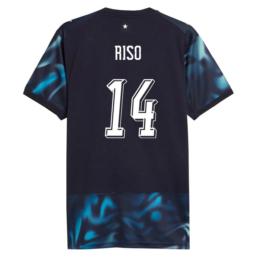 Danxen Hombre Camiseta Paraguay Tania Riso #14 Marino Azul Cielo 2ª Equipación 26-28 La Camisa